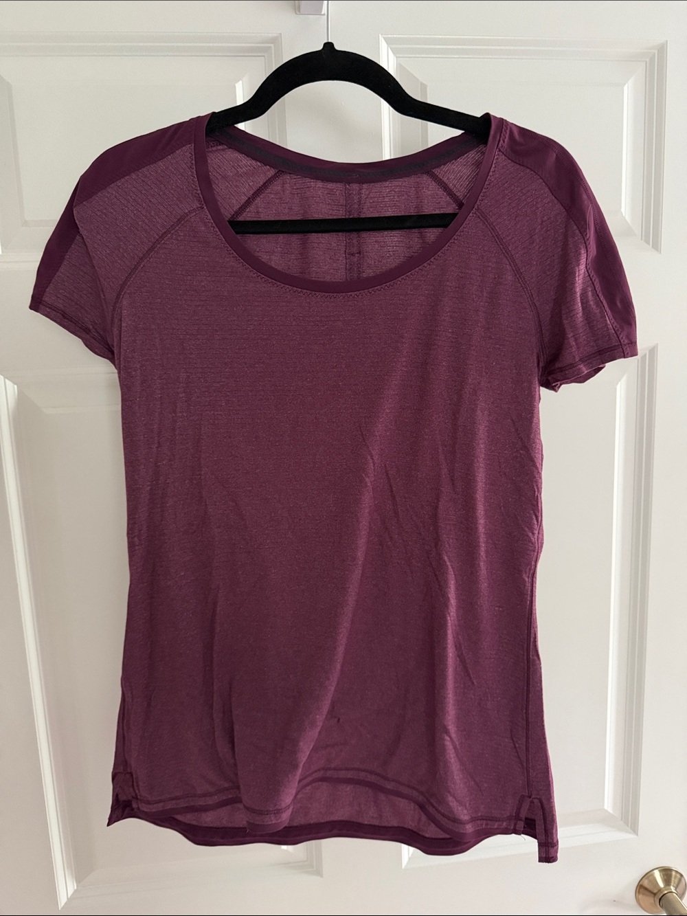Lulu Short Sleeve Scoop Neck Active Tee - Plum